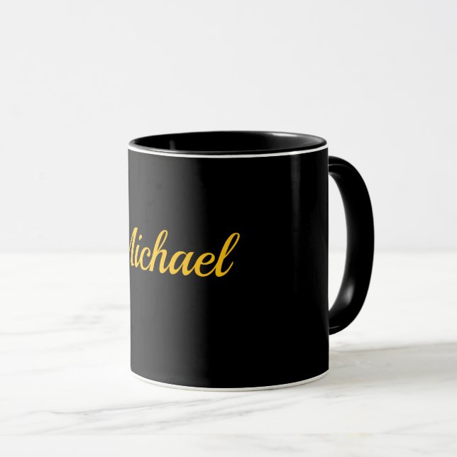 Black-Black Template, Gold Text, Mug (Front Right)