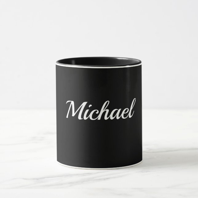 Black-Black Template, White Script, Mug (Center)