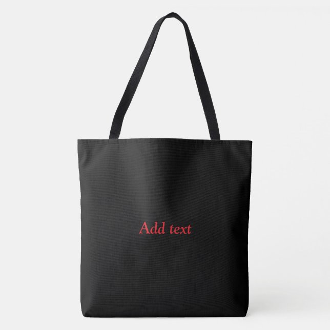 Black-Black with Red Text Tote Bag (Front)
