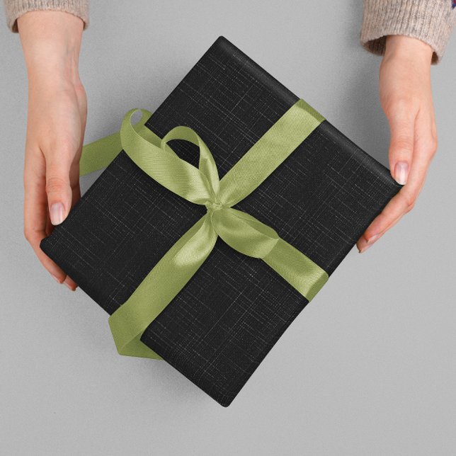Black Blank Beige Linen Clean Fabric Texture Wrapping Paper (Creator Uploaded)