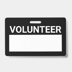 Black Blank Volunteer Badge ID Badge
