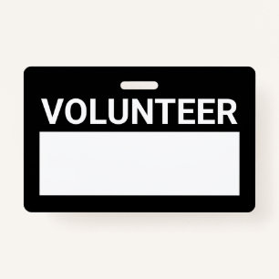 Black Blank Volunteer Badge ID Badge