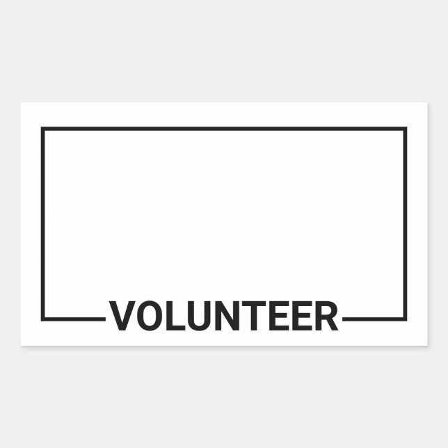 Black Blank Volunteer Rectangular Sticker (Front)