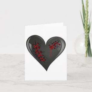 Black Bleeding Cut Open Broken Healing Heart Goth  Card