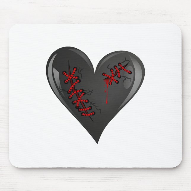 Black Bleeding Cut Open Broken Healing Heart Goth  Mouse Pad (Front)
