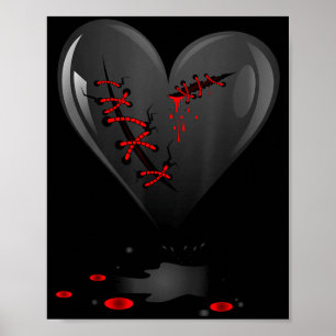 Black Bleeding Cut Open Broken Heart Goth Valentin Poster