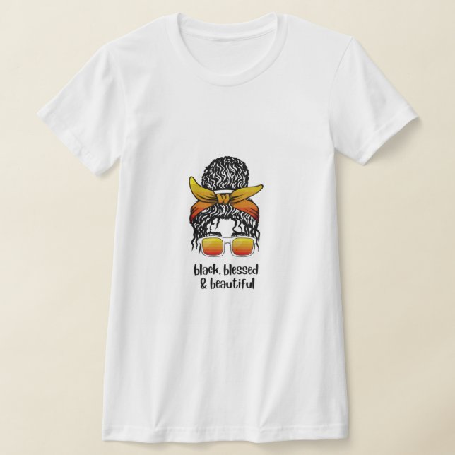 Black Blessed & Beautiful Woman’s T‑Shirt T-Shirt (Laydown)