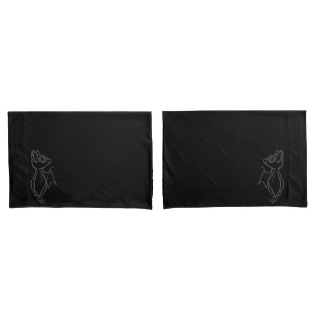 Black Blinky Bat outlined Pillow case set (Front-Set)