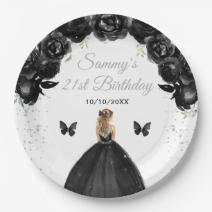Black Blonde Hair Princess Birthday Party Paper Plate
