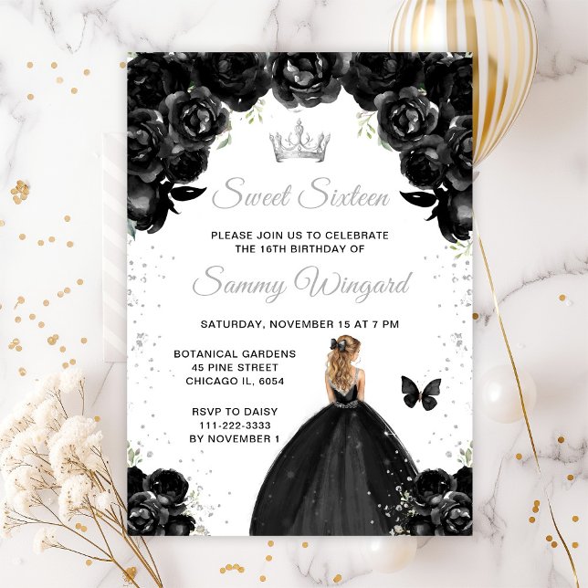 Black Blonde Hair Princess Sweet Sixteen Invitation (Creator Uploaded)