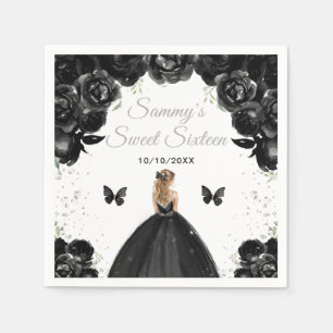 Black Blonde Hair Princess Sweet Sixteen Napkin