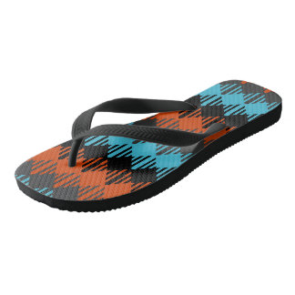 Black, Blue and Orange Geometric Jandals