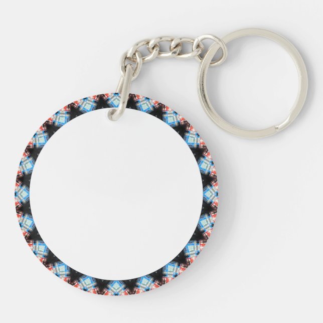 Black, blue and red Mandala Star Key Ring (Back)