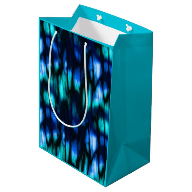 Black Blue and Turquoise abstract  Medium Gift Bag (Back Angled)