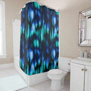 Black Blue and Turquoise abstract Shower Curtain