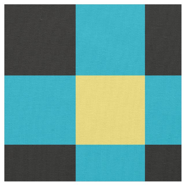 Black, blue and yellow chequerboard pattern fabric (Close Up)