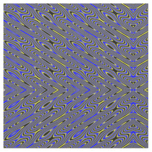 Black Blue and Yellow Swirly Abstract Pattern Fabric