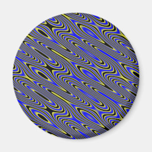 Black blue and Yellow Swirly Pattern Magnet