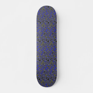 Black blue and Yellow Swirly Pattern Skateboard