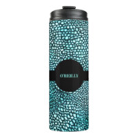 Black Blue Animal Print Pattern Modern Monogram