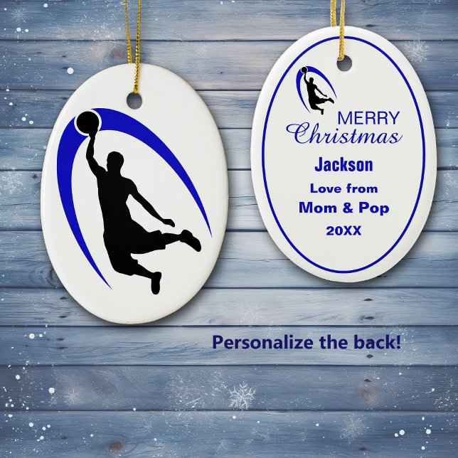 Black Blue Basketball Logo Personalized Ceramic Or Tree Decoration (Creator Uploaded)