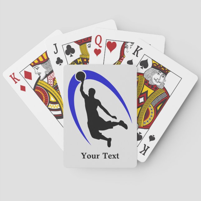 Black Blue Basketball Personalised Playing Cards (Back)
