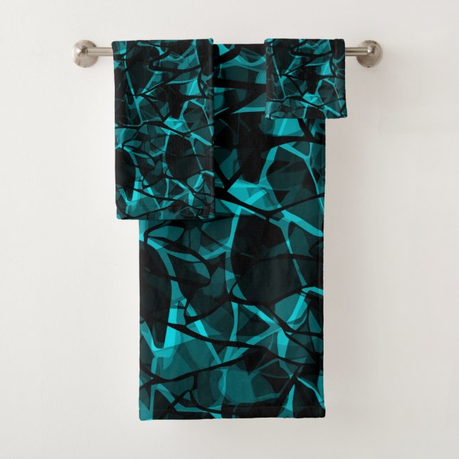 Black blue bath towel set (Insitu)