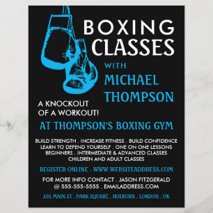 Black & Blue Boxing Gloves, Boxing Class Advert Flyer