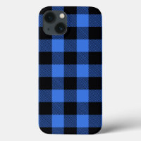 Black Blue Buffalo Plaid Check Pattern