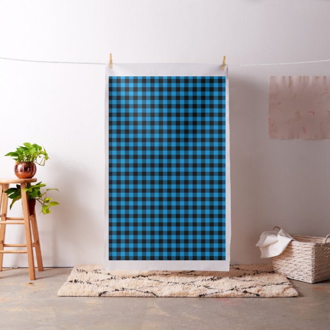 Black Blue Buffalo Plaid Pattern | Lumberjack Fabric (In Situ)