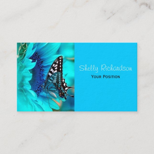 Black & Blue Butterfly Business Cards (Front)