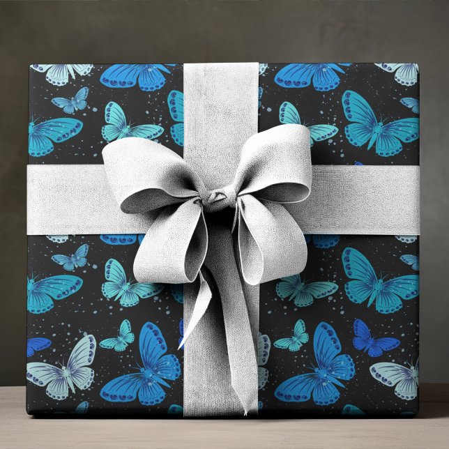 Black & Blue Butterfly Wrapping Paper (🦋The Butterfly Studio🦋
Black & Blue Butterfly Wrapping Paper)