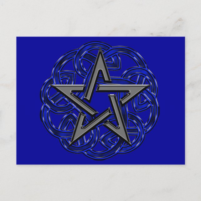 Black & Blue Celtic Pentagram Postcard (Front)