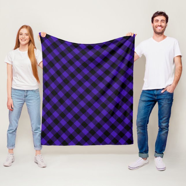 Black Blue Check Fleece Blanket (In Situ)