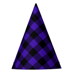 Black Blue Check Party Hat