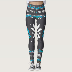 Black/Blue Christmas Snowflake Women's Leggings