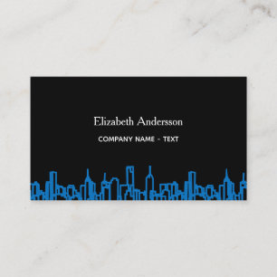 Black blue city skyline business real estate business card