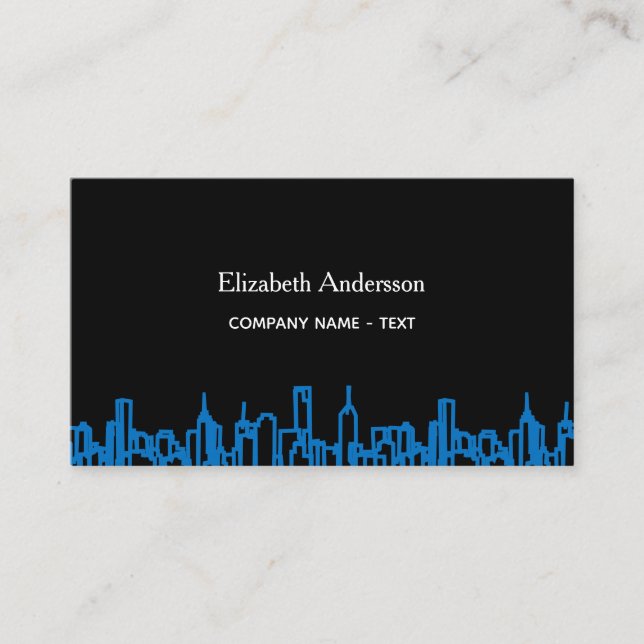 Black blue city skyline business real estate card (Front)