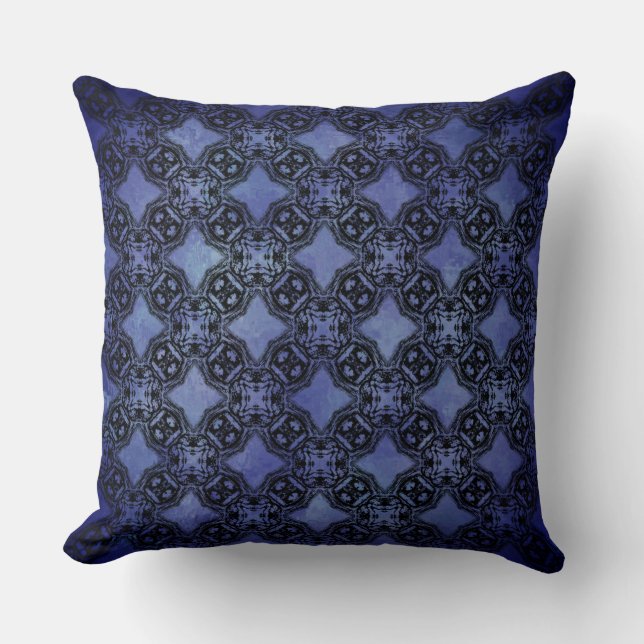 Black & Blue Diamond Chains Pattern Cushion (Front)