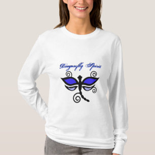 Black & blue digital dragonflies & swirls shirt