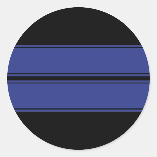 Black Blue Dual Race Stripes Sticker (Front)