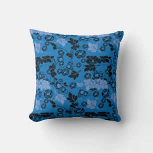 Black Blue flora patterns Cushion
