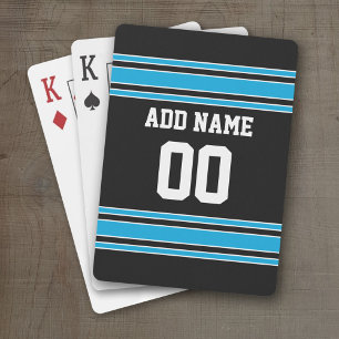 Black Blue Football Jersey Custom Name Number Playing Cards