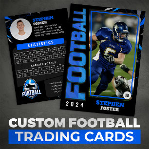 Black & Blue Football Trading Card Custom Player