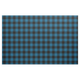 Black Blue Gingham Checks Tartan Squares Pattern Fabric