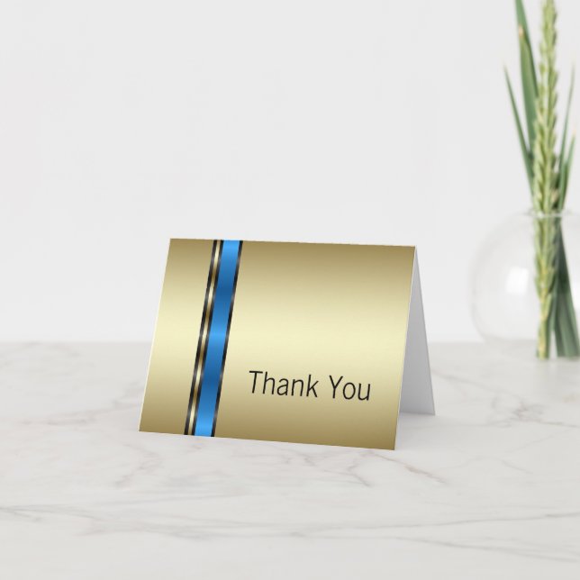 Black Blue Gold Thank You Cards (Front)