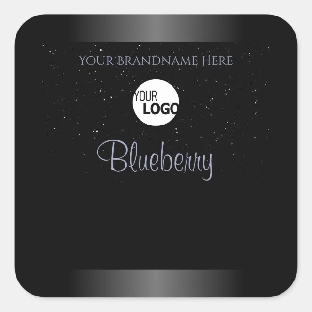 Black Blue Gradient Product Labels Glitter Logo (Front)