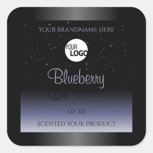 Black Blue Gradient Product Labels Glitter Logo