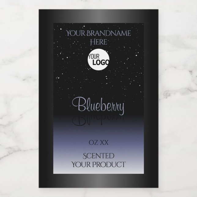 Black Blue Gradient Product Labels Glitter Logo (Single Label)