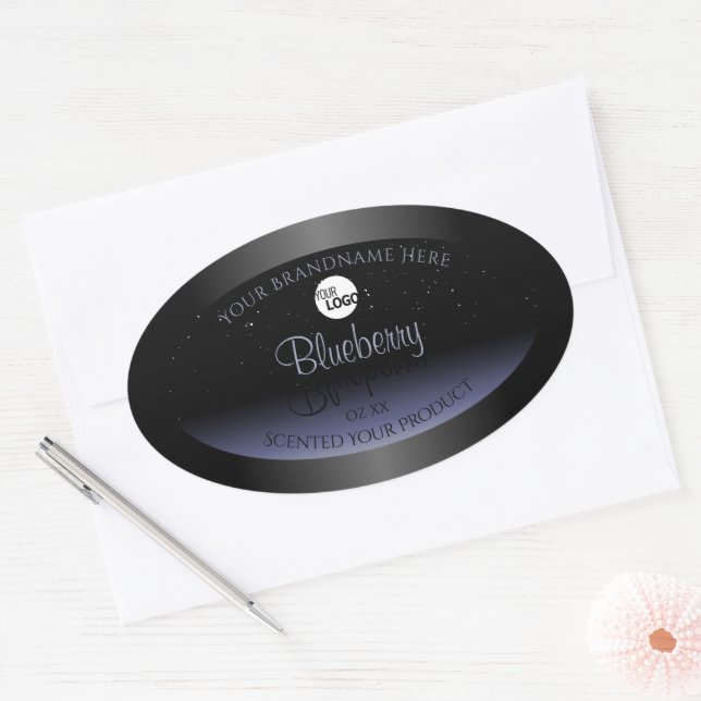 Black Blue Gradient Product Labels Glitter Logo (Envelope)